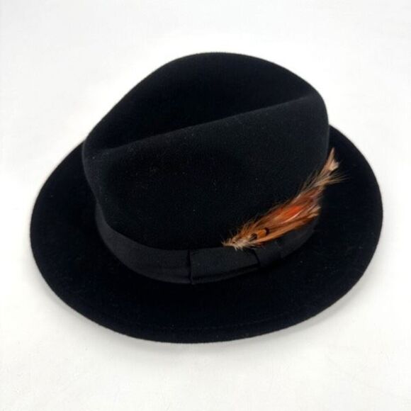 Epoch Hats Company Men's 100% Wool Felt With Feather‎ Fedora Hat Black Size S/M - Picture 2 of 11